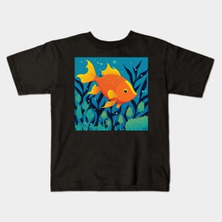 Cute Goldfish Illustration Kids T-Shirt